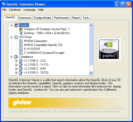 OpenGL Extension Viewer 2.06 Build 161