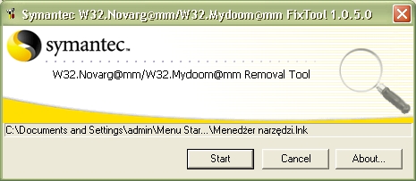 Symantec W32.Mydoom.(A-M) Removal Tool 1.0.9.0
