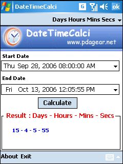 Date Time Calci for Pocket PC