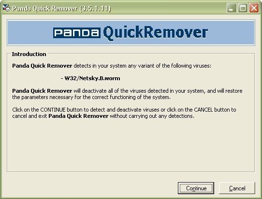 Panda QuickRemover W32.NetSky.B 3.5.1.11