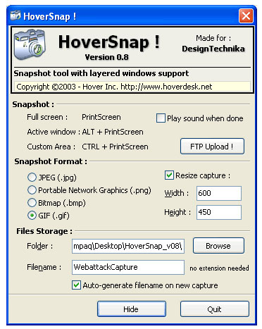 HoverSnap 0.8 beta